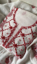 Load image into Gallery viewer, Shirin Women's Lakhnavi Handcrafted Mul Chanderi Unstitched Kurta And Dupatta Set - HONC0249187