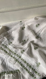 Load image into Gallery viewer, Haezal Women's Lakhnavi Handcrafted Mul Chanderi Unstitched Kurta And Dupatta Set - HONC0347661