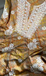 Load image into Gallery viewer, Women's Lakhnavi Handcrafted Cotton Chikankari Unstitched Kurti Fabric - HONC0284379