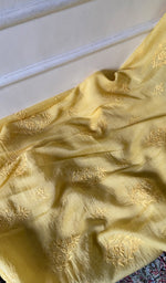 Load image into Gallery viewer, Women's Lakhnavi Handcrafted Mul Chanderi Unstitched Chikankari Full Suit Material - HONC0345047