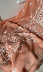 Load image into Gallery viewer, Women's Lakhnavi Handcrafted Mul Chanderi Unstitched Kurta And Dupatta Set - HONC0307211