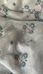 将图像加载到图库查看器中, Women's Lucknowi Handcrafted Pure Organza Silk Chikankari Kurta Dupatta Set - HONC0SOLD