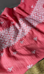 Load image into Gallery viewer, Women's Lucknowi Handcrafted Kota Cotton Chikankari Unstitched  Kurta And Dupatta Set - HONC0305970