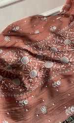 Load image into Gallery viewer, Women's Lakhnavi Handcrafted Mul Chanderi Semi - Stitched Anarkali And Dupatta Set - HONC0330159
