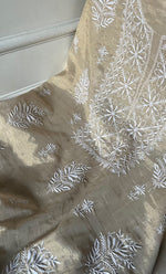 将图像加载到图库查看器中, Women's Lakhnavi Handcrafted Tissue Chanderi Unstitched Chikankari Kurta And Dupatta Set - HONC0328099