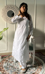 Load image into Gallery viewer, Women's Lucknowi Handcrafted Cotton Chikankari Kurti - HONC0330766