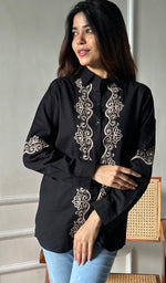 Load image into Gallery viewer, Women's Lucknowi Handcrafted Slub Cotton Chikankari Top - HONC0299180