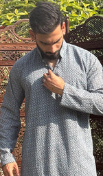 Load image into Gallery viewer, Men's Faux-Georgette Hakoba Kurta - HONC0261838