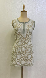 Load image into Gallery viewer, Women's Lucknowi Handcrafted Faux-Georgette Chikankari Top- HONC0140438