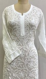 将图像加载到图库查看器中, Women's Lakhnavi Handcrafted Viscose Georgette Chikankari Kurti- HONC0161859