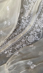 Load image into Gallery viewer, Women's Lakhnavi Handcrafted Semi Stitched Pure Organza Chikankari Top - HONC0216804