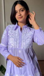 Load image into Gallery viewer, Women's Lakhnavi Handcrafted Cotton Chikankari Short Kurta And Palazzo Set - HONC0290430