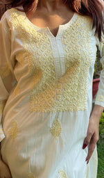 将图像加载到图库查看器中, Women's Lucknowi Handcrafted Cotton Chikankari Kurti - HONC0232242