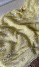 将图像加载到图库查看器中, Hana Women's Lakhnavi Handcrafted Mul Chanderi Semi - Stitched Kurta And Dupatta Set - HONC0290061