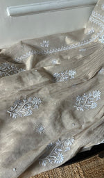 Load image into Gallery viewer, Women's Lakhnavi Handcrafted Tissue Chanderi Semi - Stitched Kurta And Dupatta Set - HONC0297192