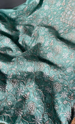 Load image into Gallery viewer, Women's Lakhnavi Handcrafted Munga Silk Chikankari Kurta And Dupatta Set- HONC0282384