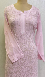 Load image into Gallery viewer, Women's Lakhnavi Handcrafted Viscose Georgette Chikankari Kurti - HONC0139789