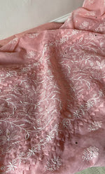 Load image into Gallery viewer, Women's Lakhnavi Handcrafted Mul Chanderi Semi - stitched Kurta And Dupatta Set- HONC0282419