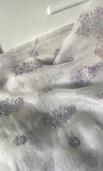 Load image into Gallery viewer, Mehnaj Women's Lakhnavi Handcrafted Pure Organza Chikankari Unstitched Kurta And Dupatta Set- HONC0316112