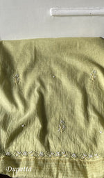 将图像加载到图库查看器中, Women's Lakhnavi Handcrafted Mul Chanderi Semi - stitched Chikankari Full Suit Material - HONC0371980