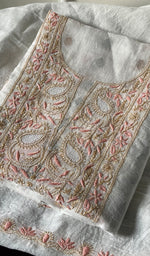 Load image into Gallery viewer, Nagma Women's Lakhnavi Handcrafted Linen Cotton Chikankari Kurta And Dupatta Set- HONC0250085