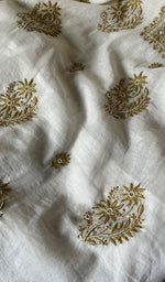 将图像加载到图库查看器中, Women's Lakhnavi Handcrafted Mul Chanderi Unstitched Kurta And Dupatta Set - HONC0248430