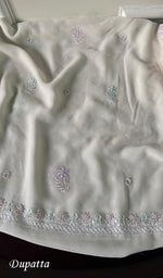 Load image into Gallery viewer, Women's Lakhnavi Handcrafted Pure Silk Georgette Chikankari Kurta And Dupatta Set- HONC0241831