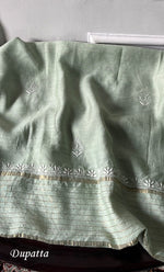 将图像加载到图库查看器中, Women's Lakhnavi Handcrafted Unstitched Munga Silk Chikankari Kurta And Dupatta Set- HONC0274528