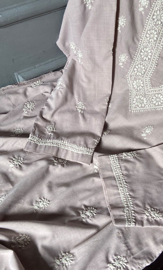 Men's Lucknowi Handcrafted Cotton Chikankari Kurta - HONC0302811