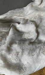 Load image into Gallery viewer, Women's Lakhnavi Handcrafted Mul Chanderi Semi - Stitched Angrakha And Dupatta Set- HONC0303235