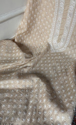 Load image into Gallery viewer, Lucknowi Handcrafted Munga Silk Chikankari Unstitched Unisex Kurta Fabric - HONC0320844