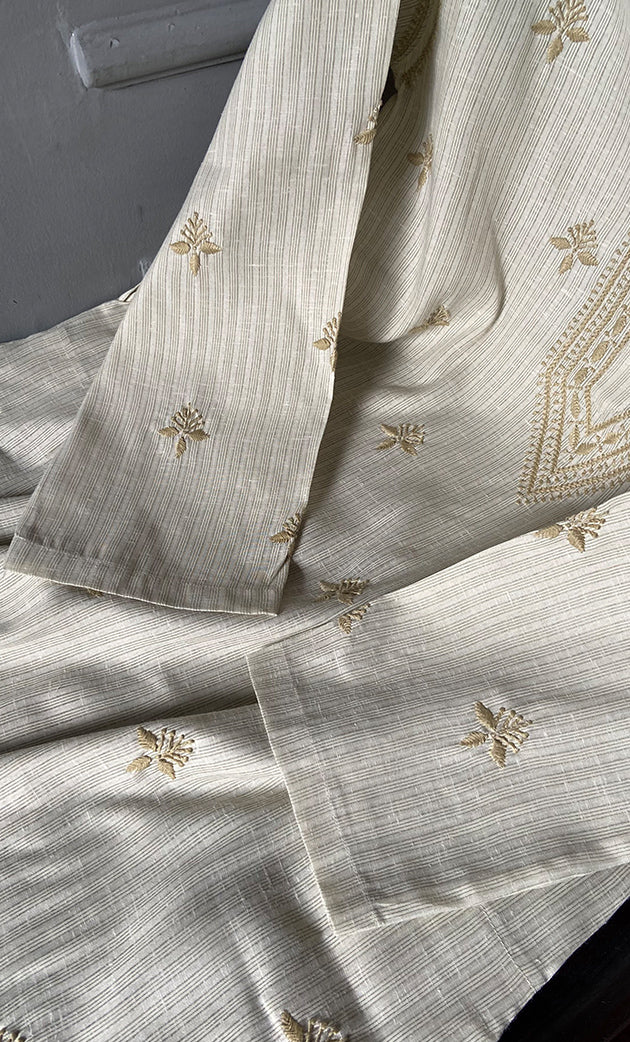 Men's Lucknowi Handcrafted Cotton Chikankari Kurta - HONC0298854