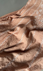 Load image into Gallery viewer, Women's Lakhnavi Handcrafted Linen Cotton Semi -Stitched Anarkali And Dupatta Set - HONC0273160