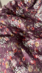 将图像加载到图库查看器中, Disha Women's Lakhnavi Handcrafted Organza Chikankari Unstitched Kurta And Dupatta Set - HONC0201475