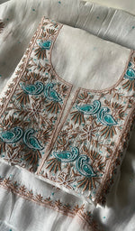 Load image into Gallery viewer, Gulbano Women's Lakhnavi Handcrafted Mul Chanderi Unstitched Kurta And Dupatta Set - HONC0241736