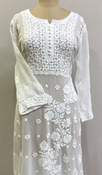 将图像加载到图库查看器中, Women's Lakhnavi Handcrafted Viscose Georgette Chikankari Kurti- HONC0200206