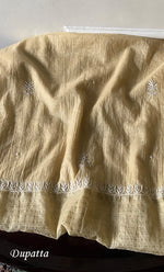 Load image into Gallery viewer, Women's Lakhnavi Handcrafted Mul Chanderi Unstitched Chikankari Full Suit Material - HONC0328321