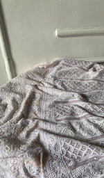 Load image into Gallery viewer, Women's Lakhnavi Handcrafted Pure Silk Georgette Chikankari Semi - stitched Anarkali And Dupatta Set- HONC0335355