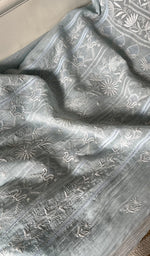 Load image into Gallery viewer, Women's Lakhnavi Handcrafted Mul Chanderi Chikankari Semi Stitched Kurta And Dupatta Set- HONC0299470