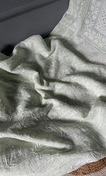 Load image into Gallery viewer, Women's Lakhnavi Handcrafted Maheshwari Mul Chanderi Semi - Stitched Kurta And Dupatta Set - HONC0286669