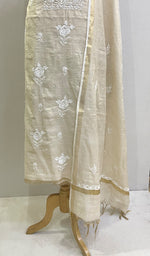 Load image into Gallery viewer, Women's Lakhnavi Handcrafted Tissue Chanderi Chikankari Kurta Dupatta Set - HONC0222545