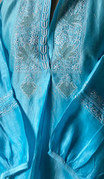 Load image into Gallery viewer, Afifa Women's Lakhnavi Handcrafted Chanderi Silk Chikankari Top And Pant Set - HONC0271700