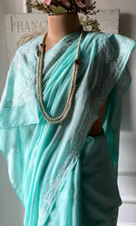 将图像加载到图库查看器中, Women's Lakhnavi Handcrafted Cotton Chikankari Saree - HONC0320896