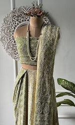 将图像加载到图库查看器中, Women's Lakhnavi Handcrafted Bridal Pure Georgette Chikankari Lehenga Set - HONC0271838