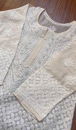 将图像加载到图库查看器中, Women's Lakhnavi Handcrafted Cotton Chikankari Kurti - HONC0273804