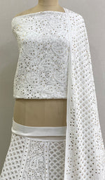 Load image into Gallery viewer, Women's Lakhnavi Handcrafted Bridal Viscose Georgette Chikankari Lehenga Set  - HONC0194940