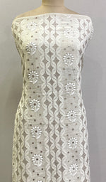 将图像加载到图库查看器中, Women's Lakhnavi Handcrafted Tissue Chanderi Chikankari Unstitched Kurti Fabric - HONC0155604