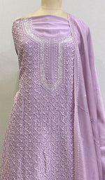 Load image into Gallery viewer, Women's Lakhnavi Handcrafted Chanderi Silk Chikankari Kurta Dupatta Set - HONC047876