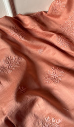 Load image into Gallery viewer, Women's Lucknowi Handcrafted Chanderi Silk Chikankari Full Suit Material - HONC265290