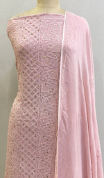Load image into Gallery viewer, Women's Lakhnavi Handcrafted Viscose Georgette Chikankari Full Suit Material - HONC0194927